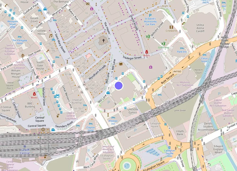 Map: Cardiff Marriott Hotel